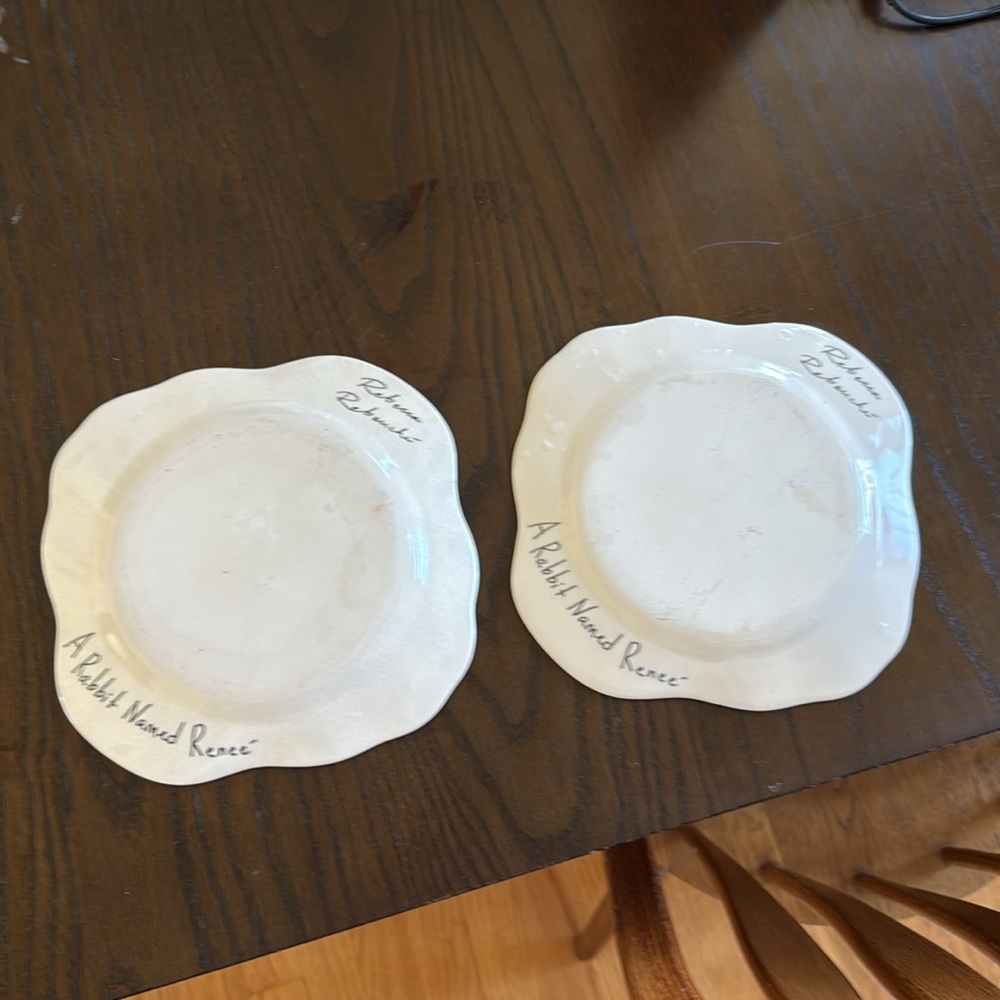 Anthropologie Rebecca Rebouche A Rabbit Named Renee Set of 2 Salad Plates - Picture 5 of 5